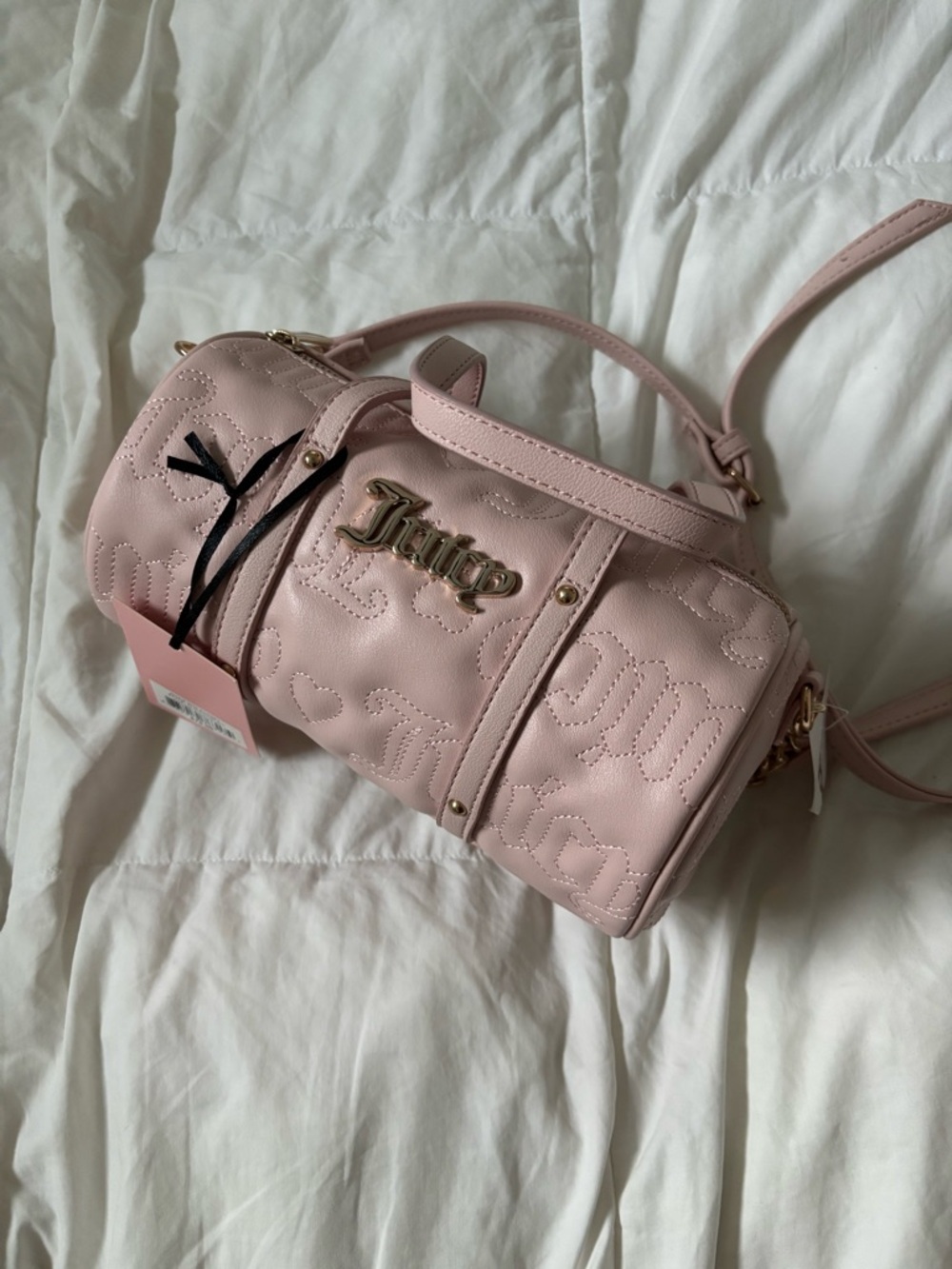 Juicy Couture Light Pink Quilted Mini Barrel Bag with Logo - Picture 2 of 4